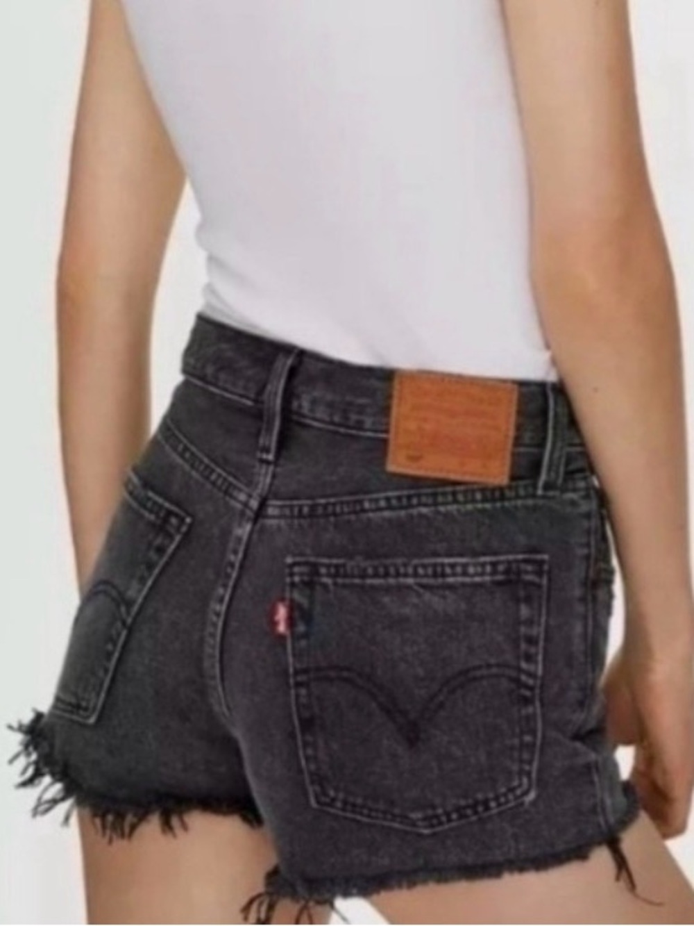 Levi’s 501 Cut Off Jean Shorts Classic Black Booty Shorts Button Fly Size 26 - Picture 7 of 12